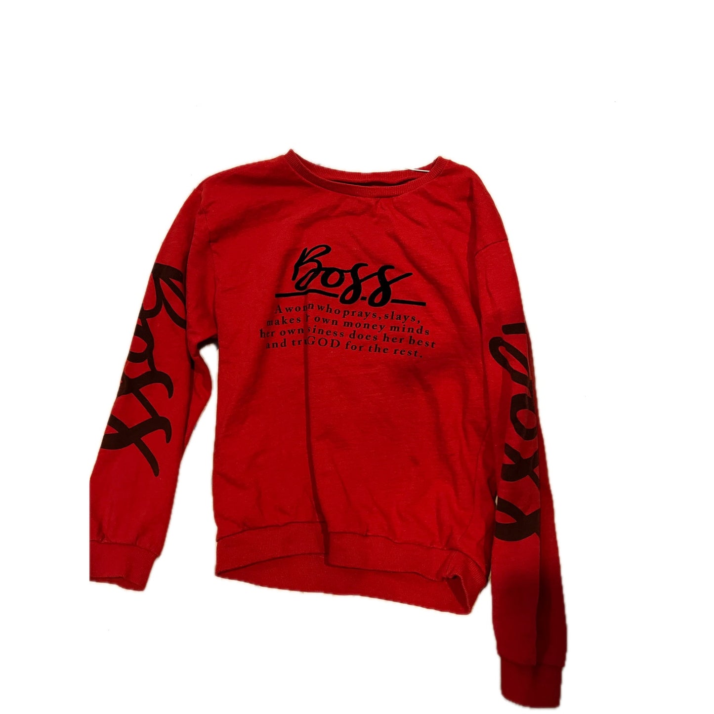 On Fire Boss Cherry Red Crew Sweat Set Womans Plus 1X
