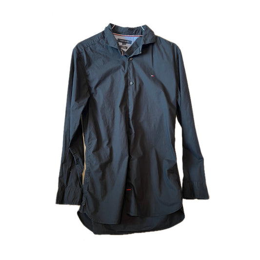 Tommy Hilfiger Black Button Slim Long Sleeve Shirt Mens L