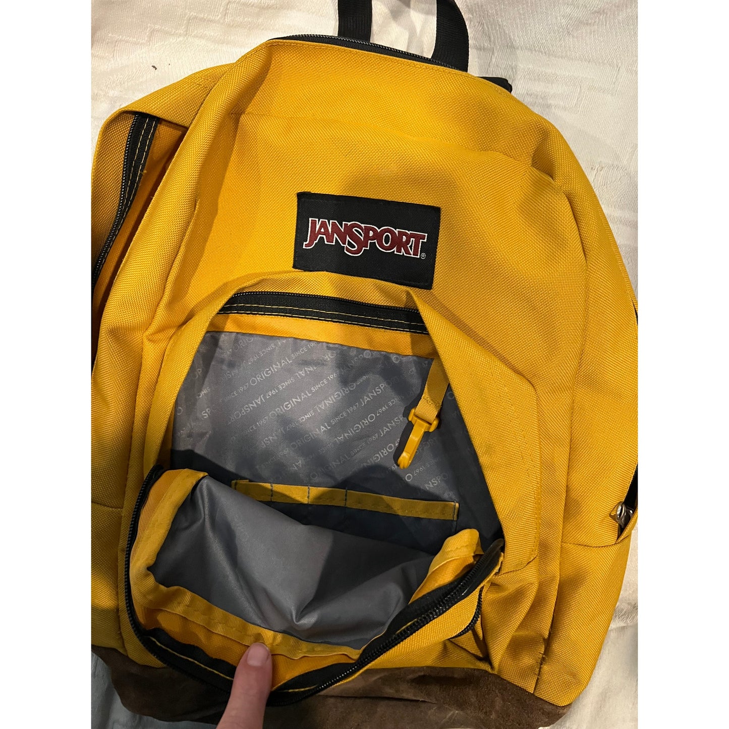 JanSport Right Pack 3 Section Yellow Brown Backpack