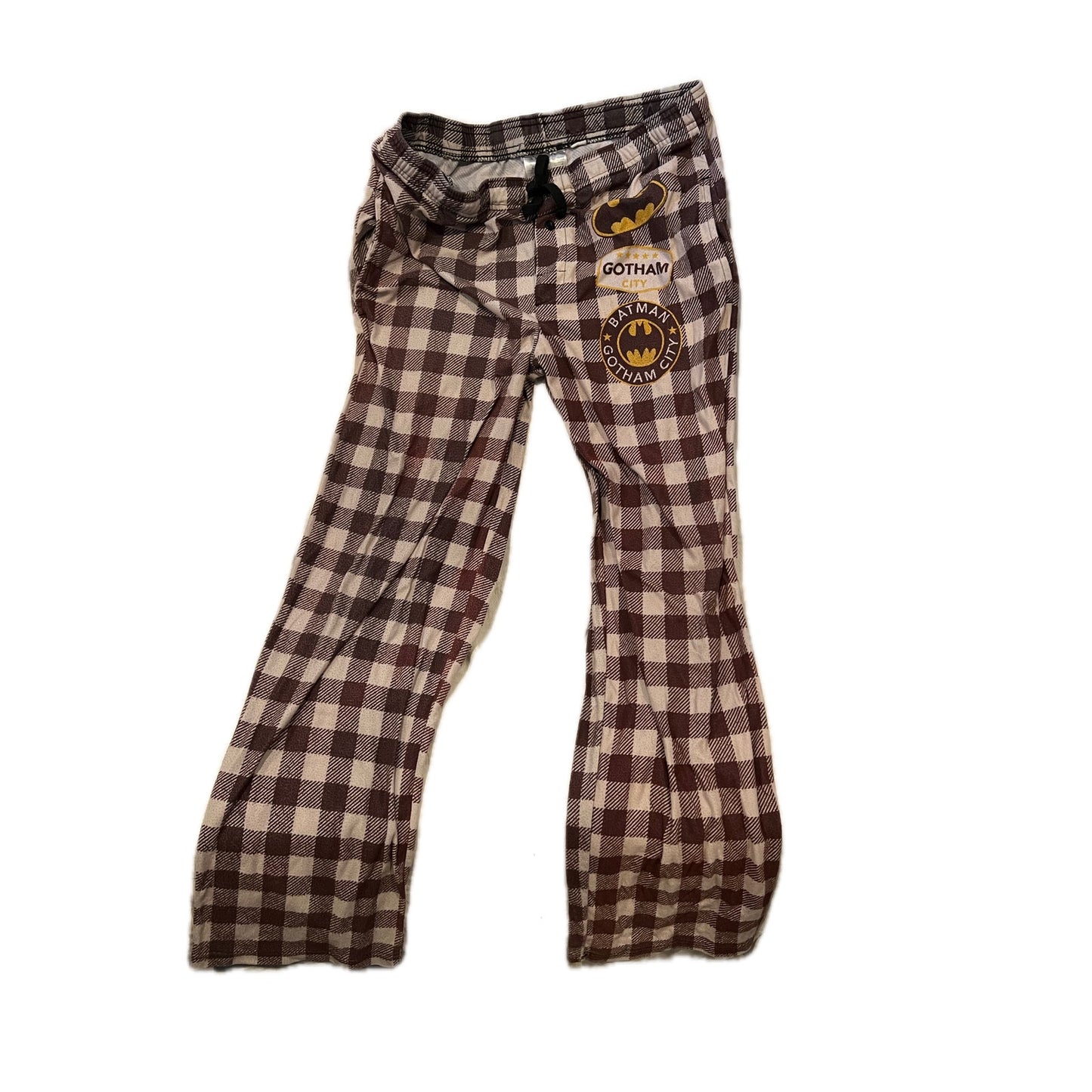 Pantalones de pijama a cuadros marrones de Batman Gotham para hombre, talla M