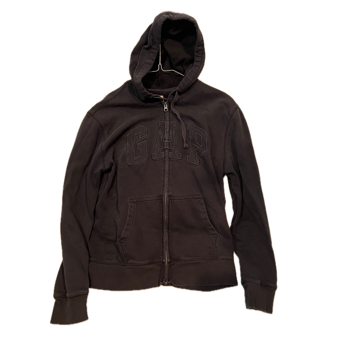 The Gap Black Embroidered Logo Full Zip Hoodie Womans Large