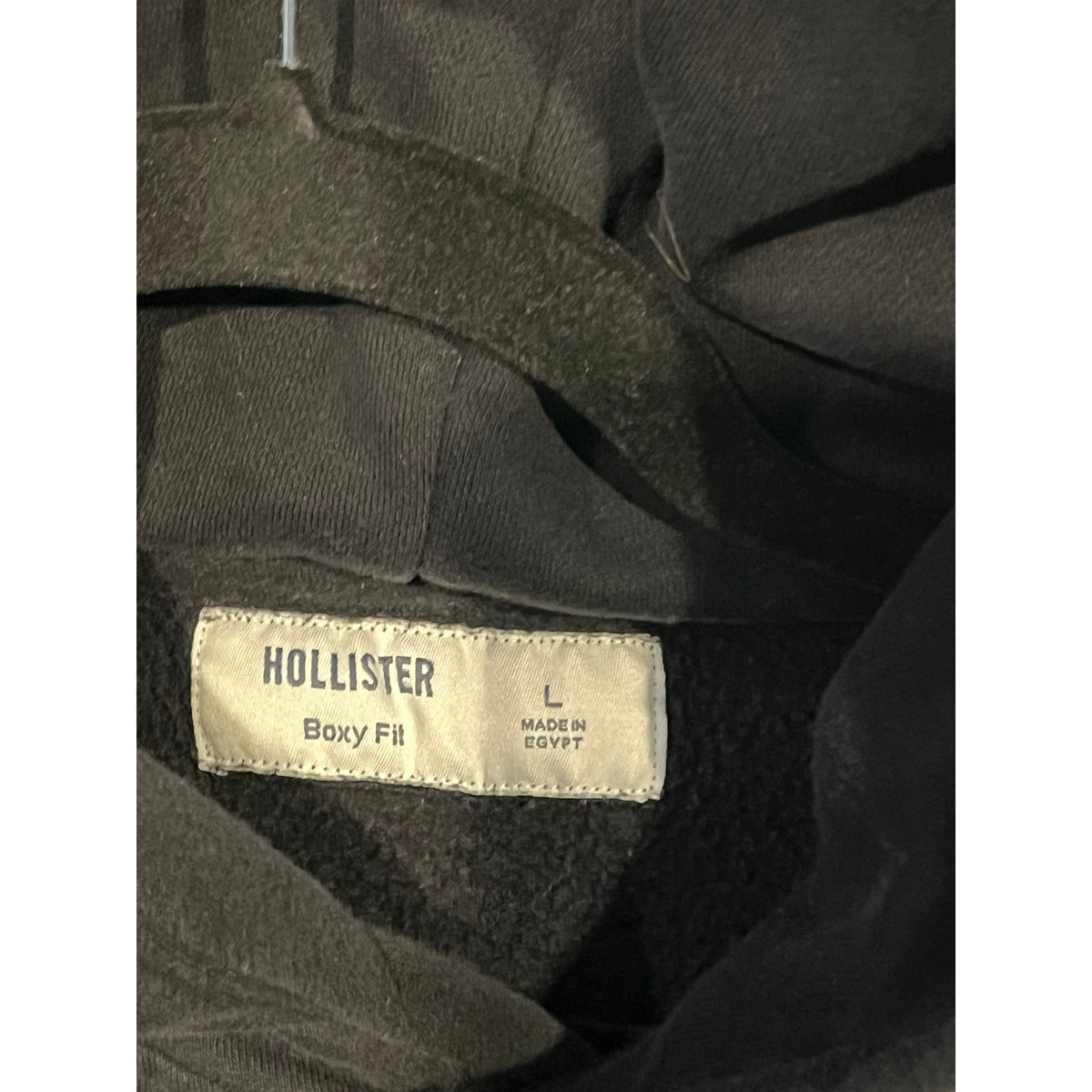 Hollister Boxy Fit Pullover Black Hoodie Mens Large