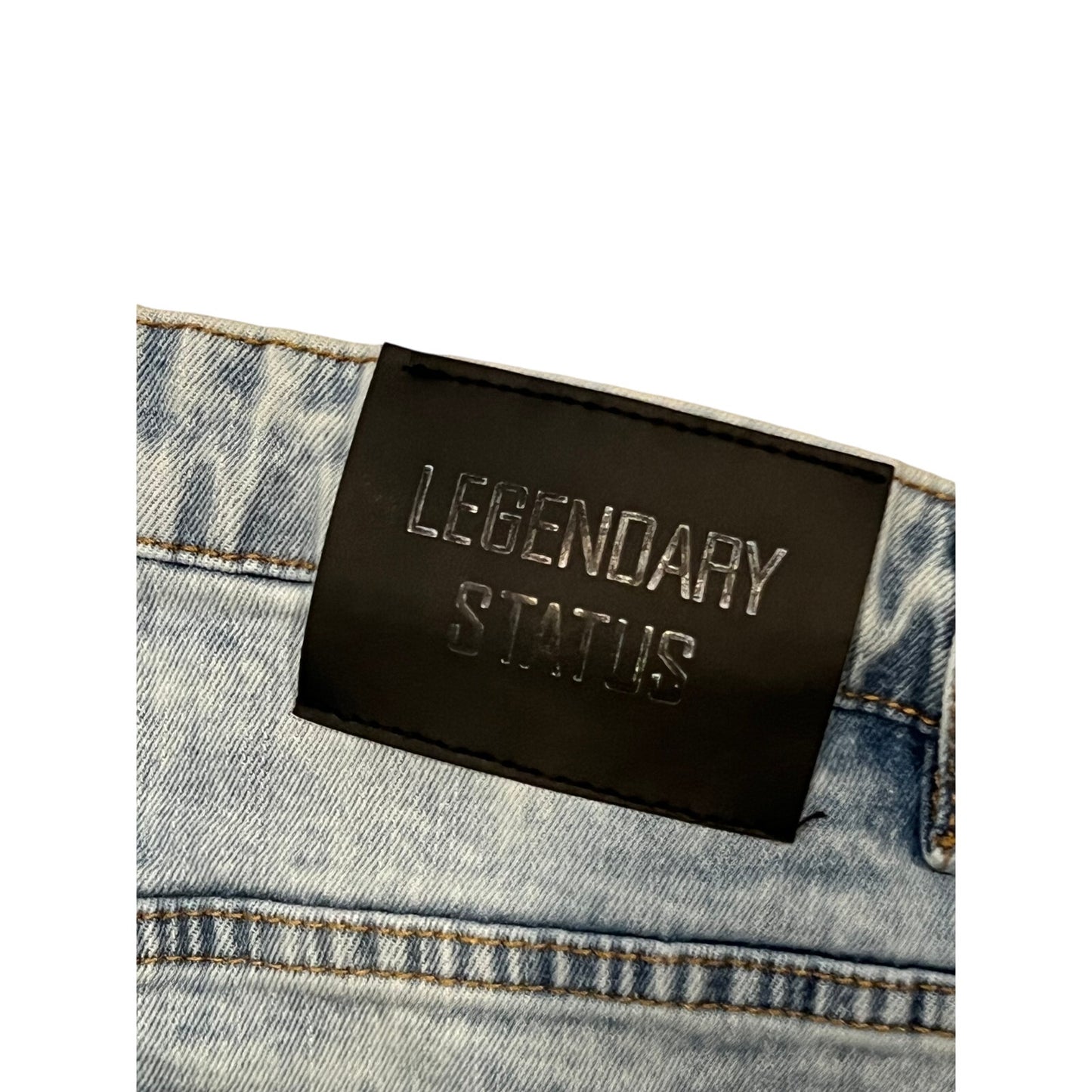 Jeans ajustados acanalados desgastados de estatus legendario para hombre 36x32