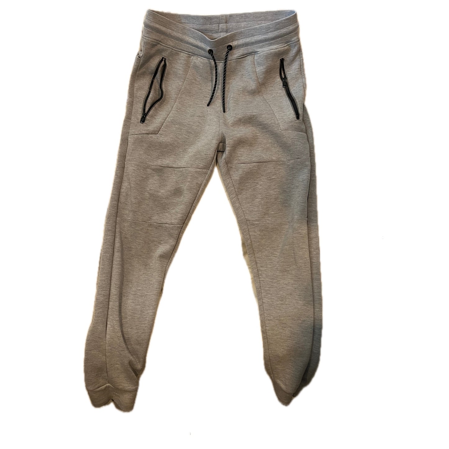 Whitetag - Pantalon de survêtement gris pour homme, coupe cheville, revers, poches zippées, taille S