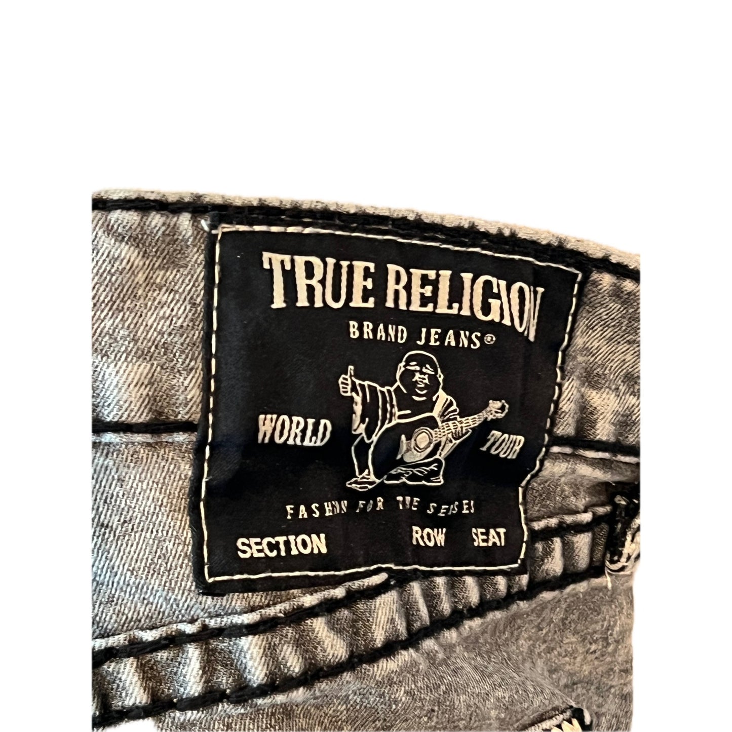 True Religion Rocco Relaxed Straight Black Jean Shorts W36