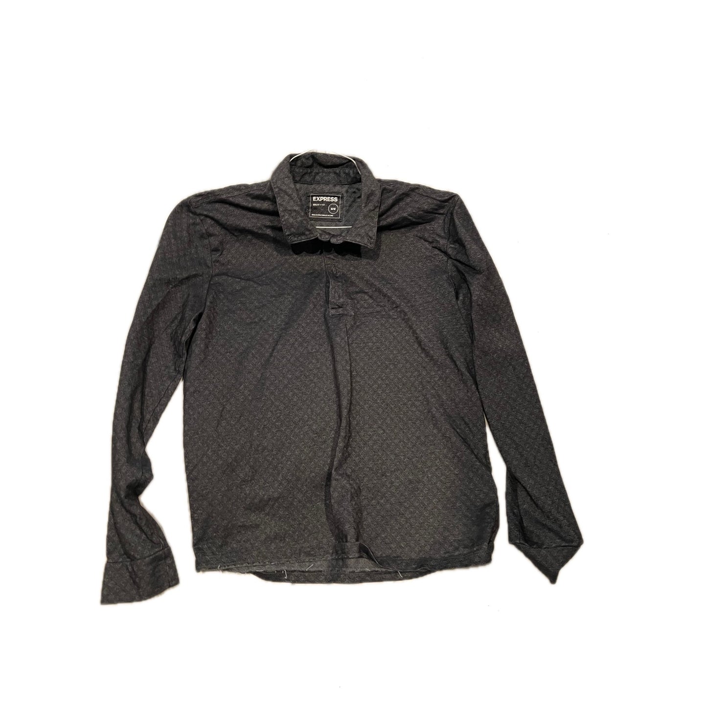 Express Gray Black Long Sleeve Button Up Shirt Mens Med