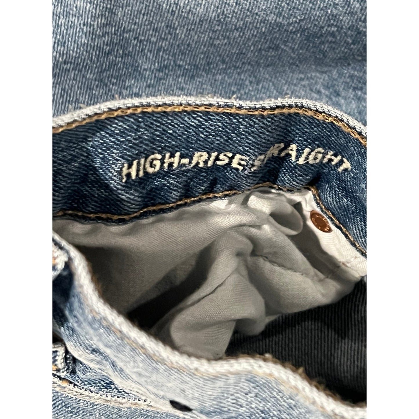 American Eagle Jeans rectos de tiro alto para mujer Talla L (12)