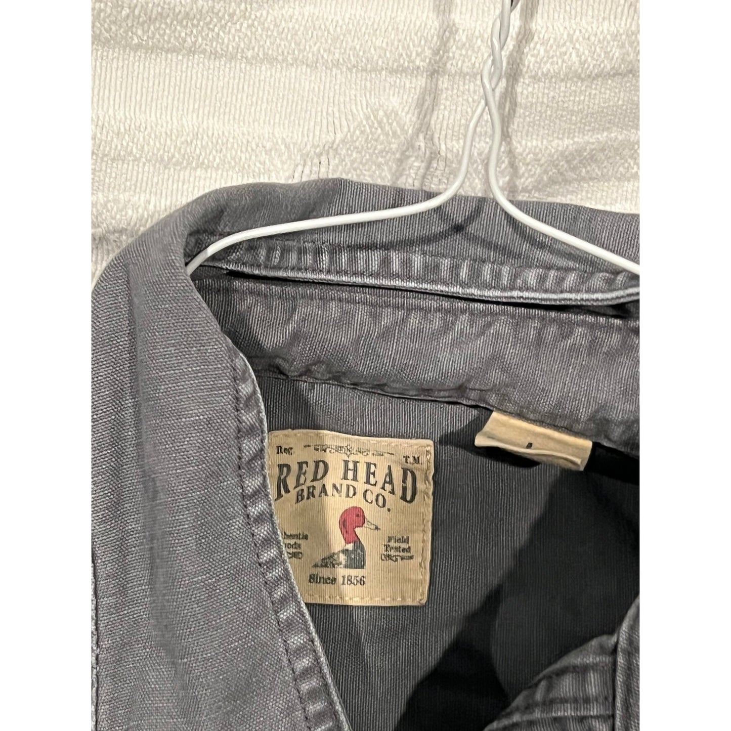 Red Head Khaki Button Down Short Sleeve Shirt Mens Large