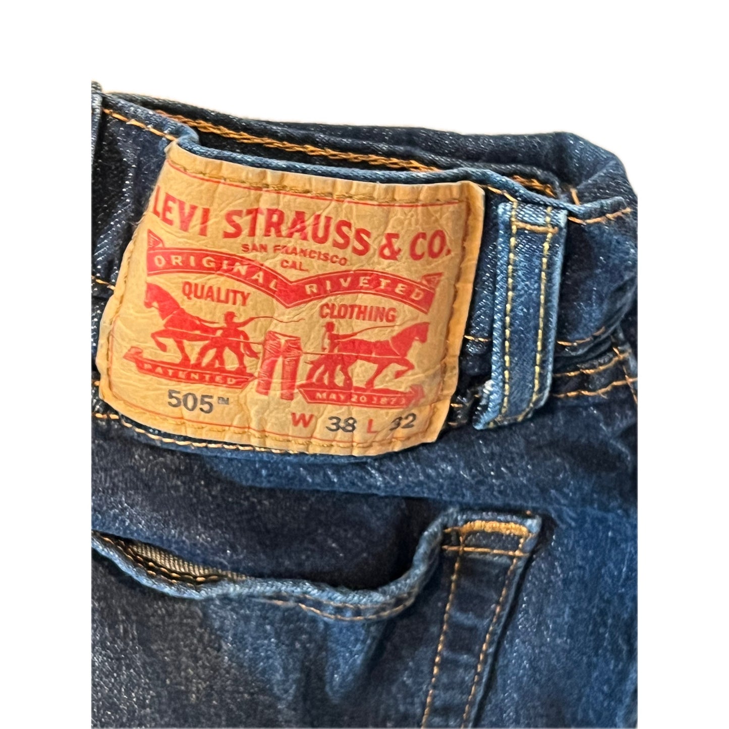 Levi's 505 Regular Straight Leg Black Jeans Mens 38x32