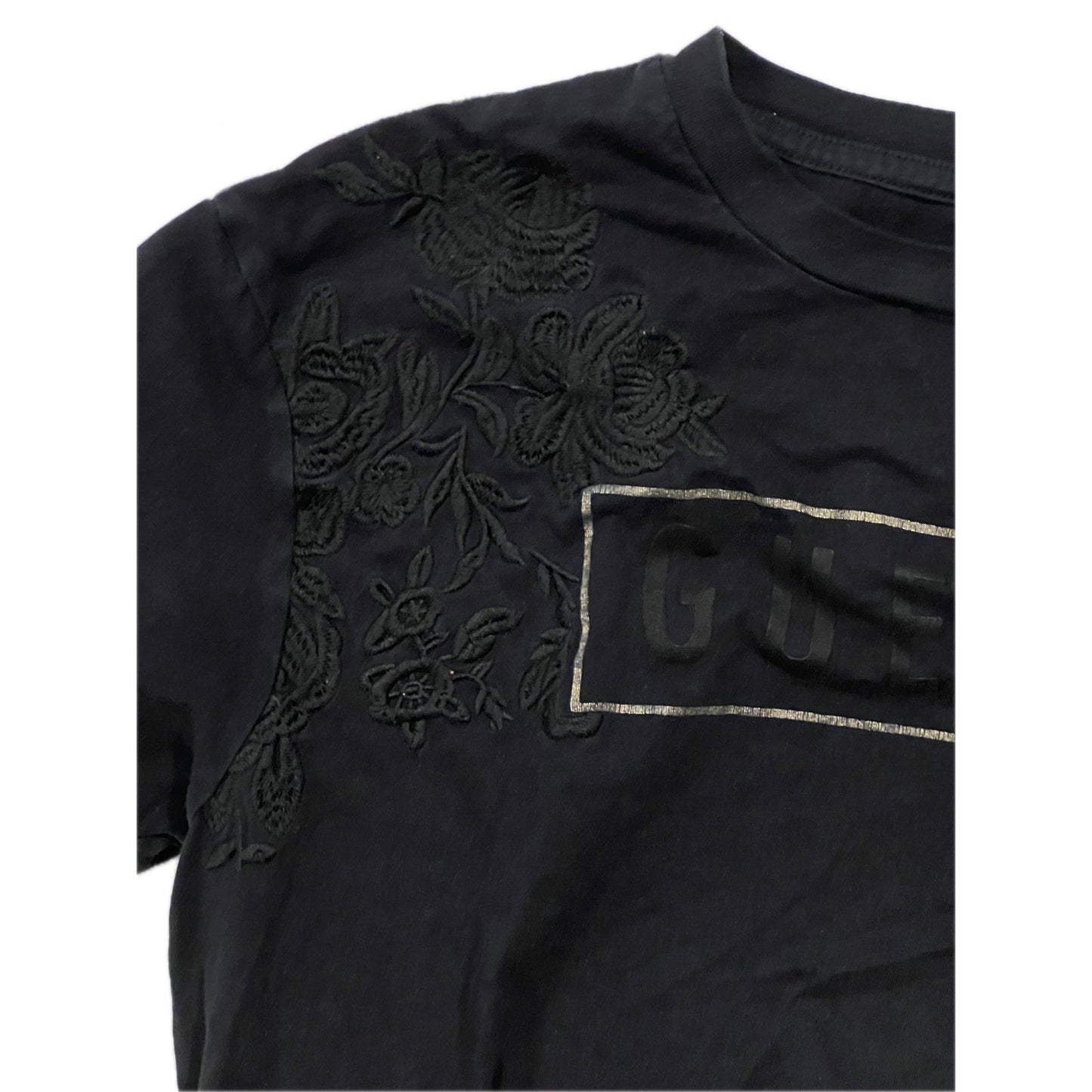 Guess T-Shirt Homme Noir Logo en relief Taille M