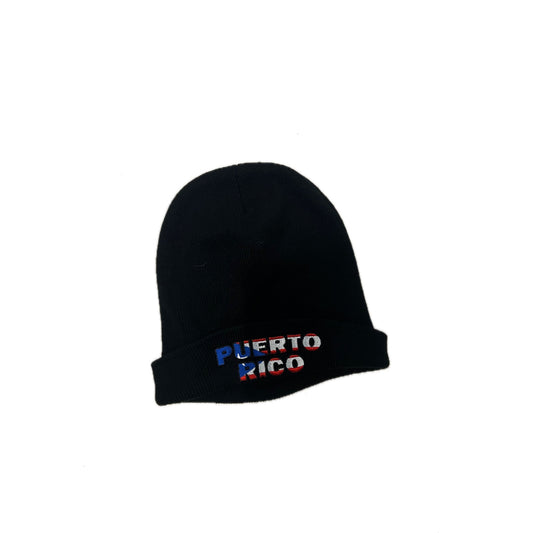 Puerto Rico Black Acrylic Beanie One Size Fits All