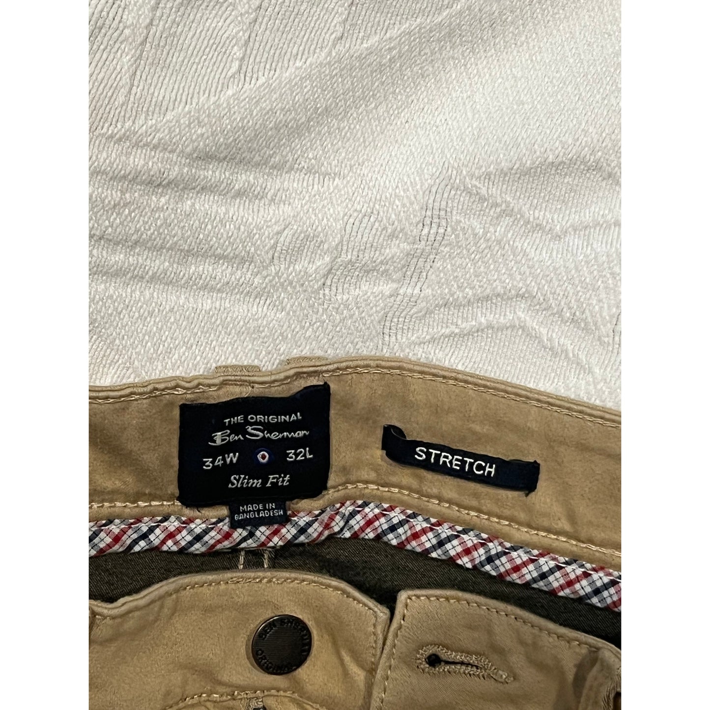Ben Sherman Slim Stretch Beige Chinos 34x32