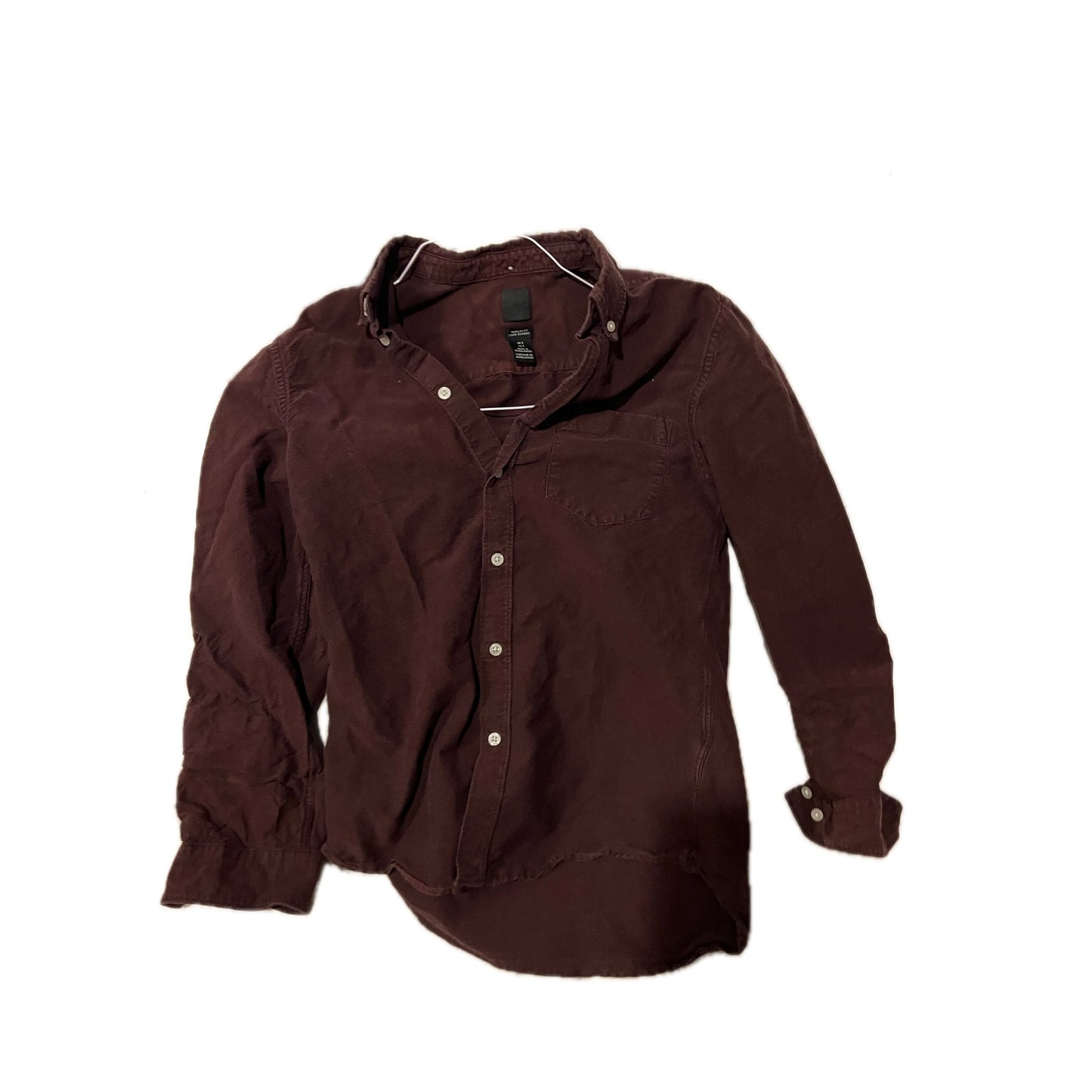 Chemise boutonnée à manches longues bordeaux H&M homme taille S
