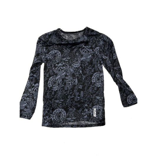 Ed Hardy Gray Print LOVE Long Sleeve Skater Shirt Mens S