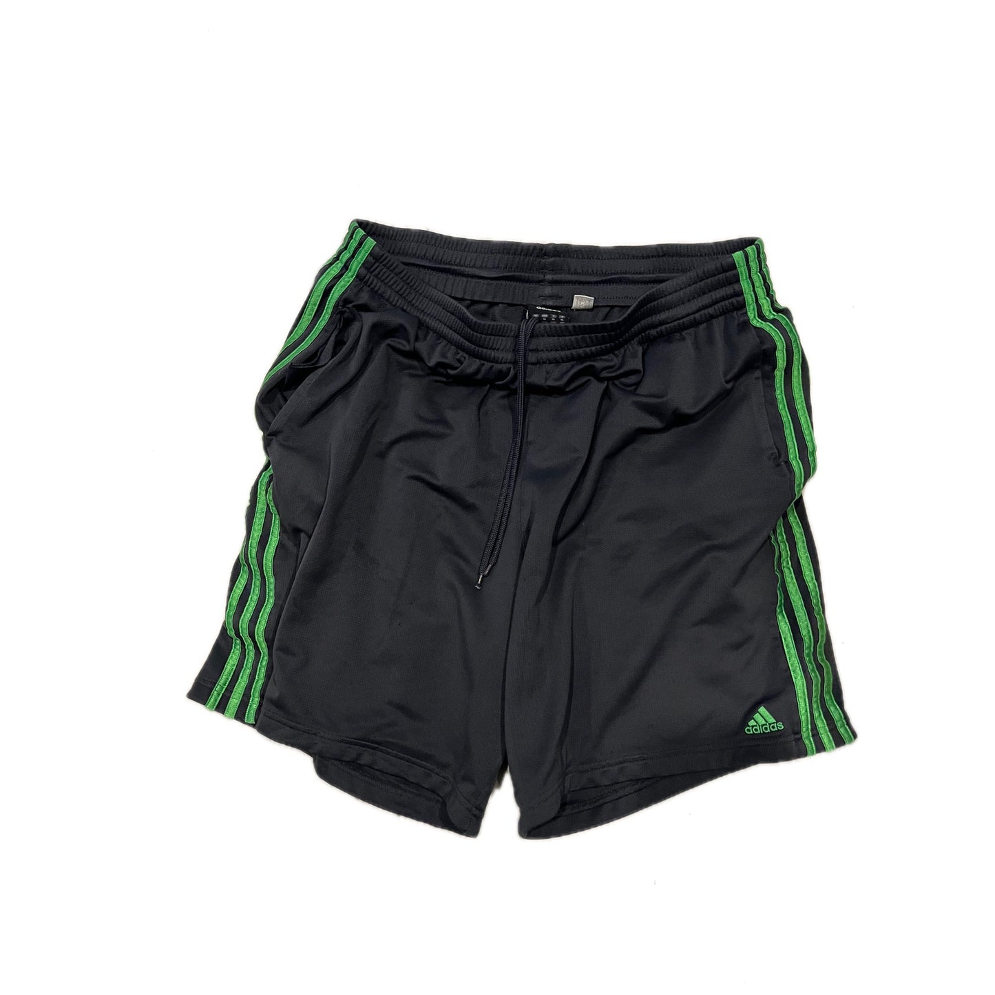 Adidas Athletic Shorts Black Lime Green Mens XL 7"