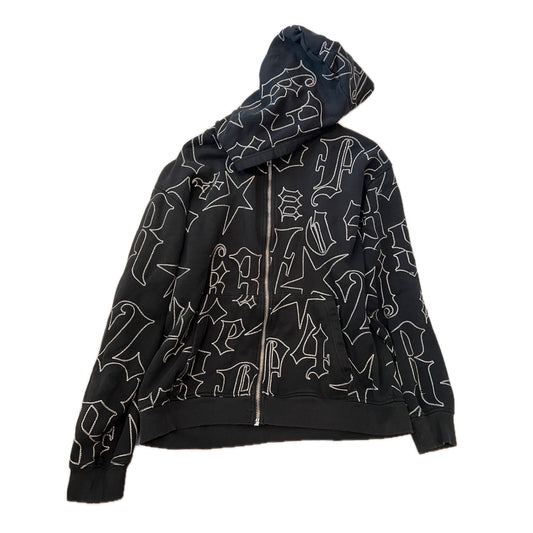 Forever 21 Black Zip Up Hoodie Mens XL w Stitching