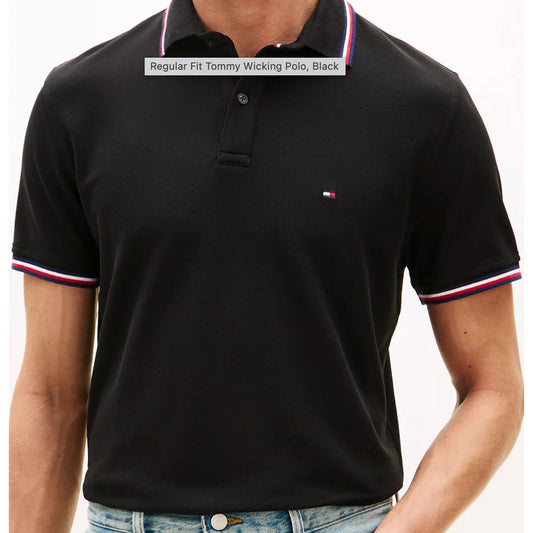 Tommy Hilfiger Tipped Black Polo Shirt Mens XL