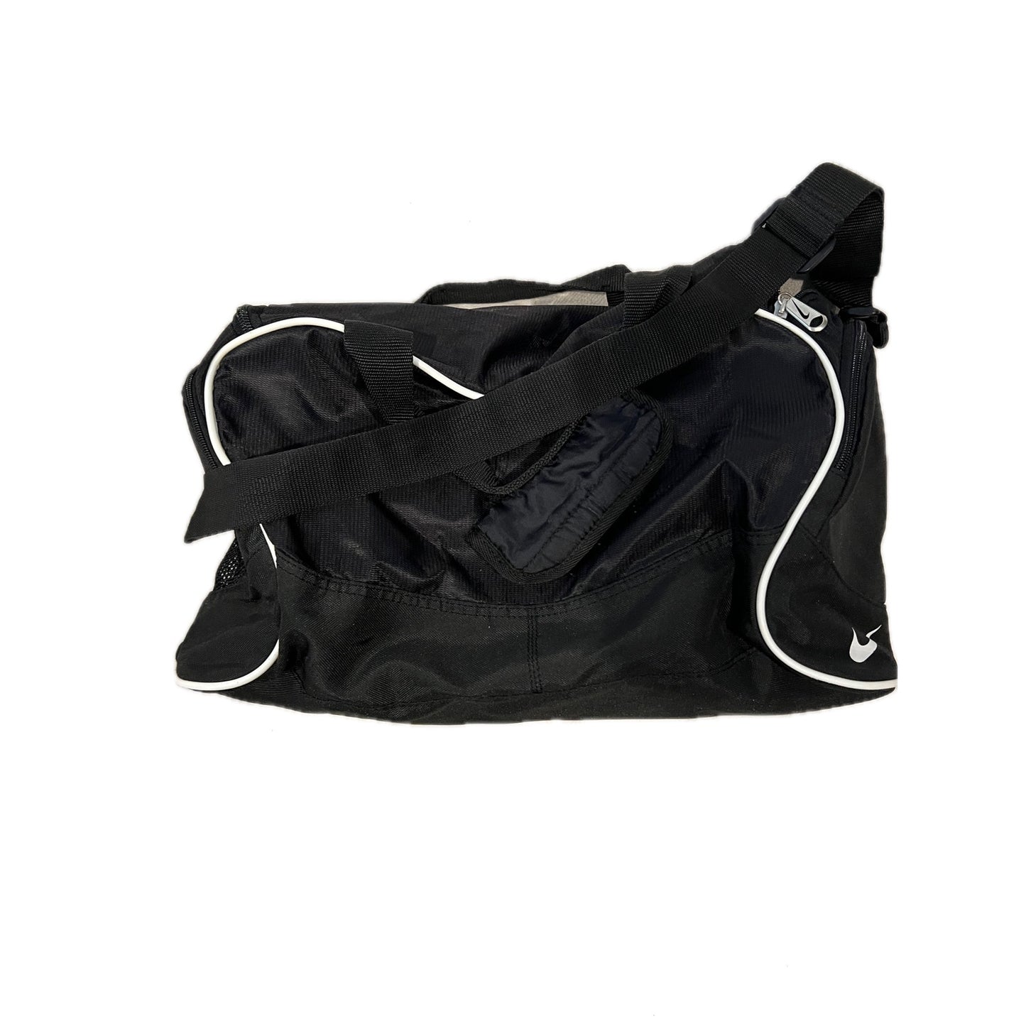 Nike Small Black White Duffel Gym Bag 16"x8"x8"