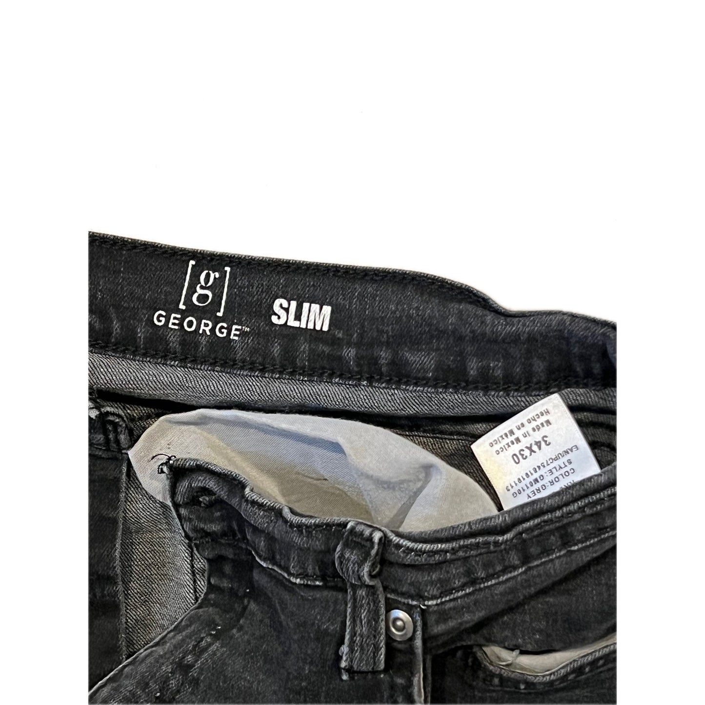 George Slim Jeans Negros para Hombre Talla 34x30
