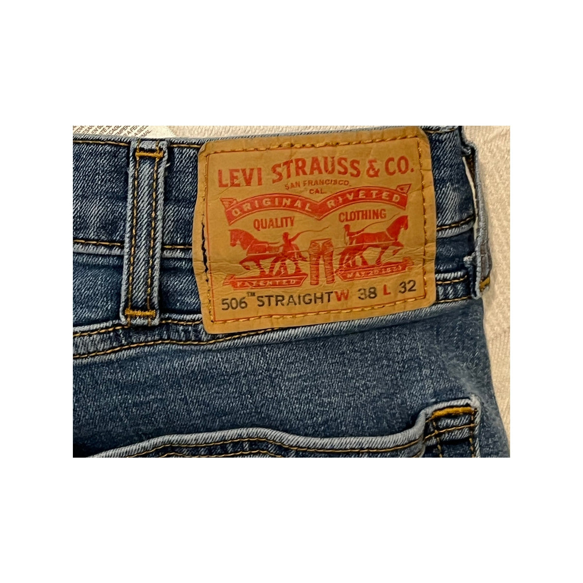 Levi's 506 Straight Fit Blue Jeans Mens 38x32