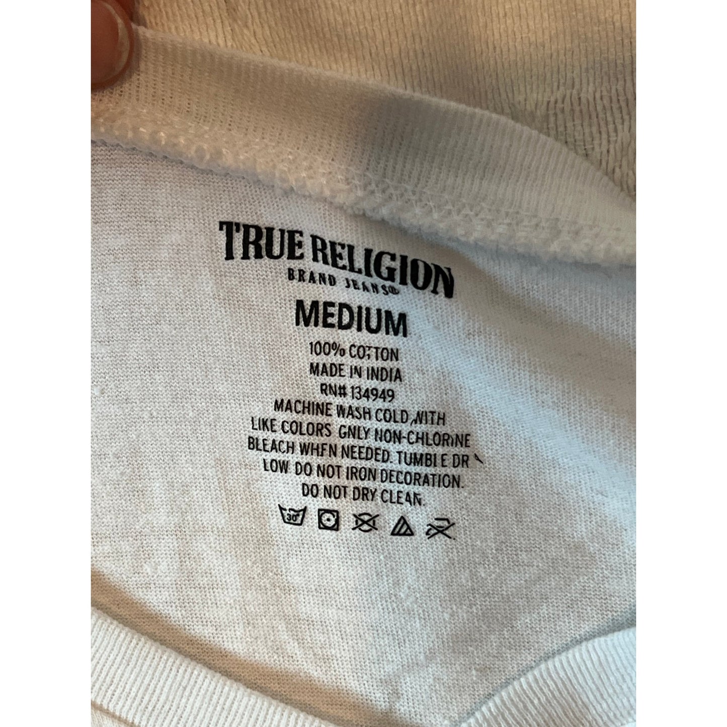 True Religion White  w Gold  T-Shirt Mens M