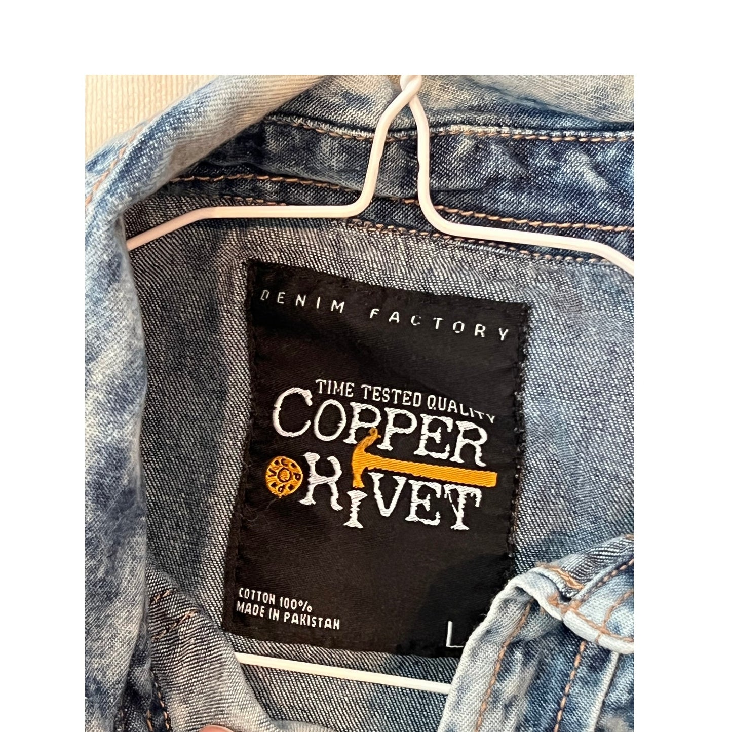 Chemise à boutons-pression en jean/denim bleu Copper Rivet pour homme, taille L