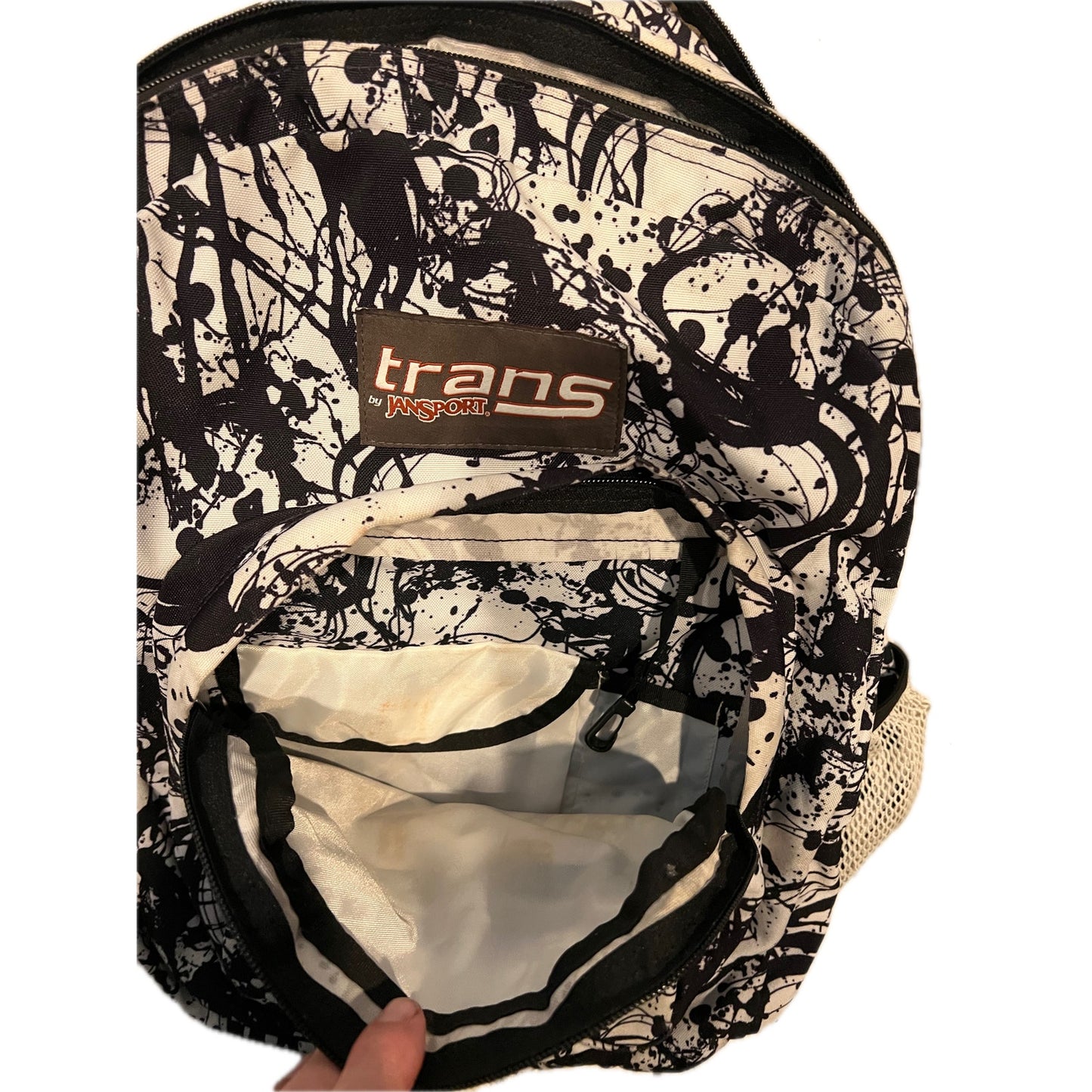 Trans by Jansport Multi section Backpack White Black Inkblot