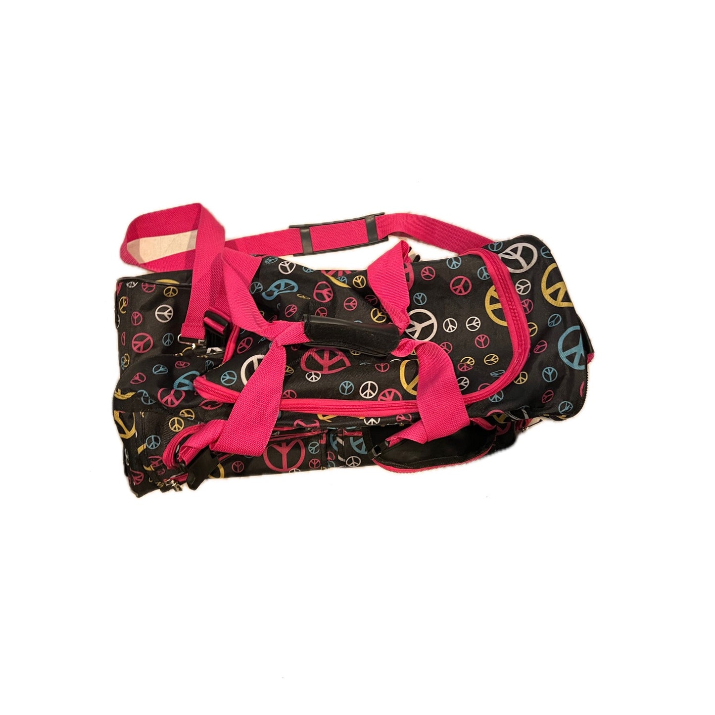 Rockland Multi color Peace Sign Roller Duffle Bag 22x12x10