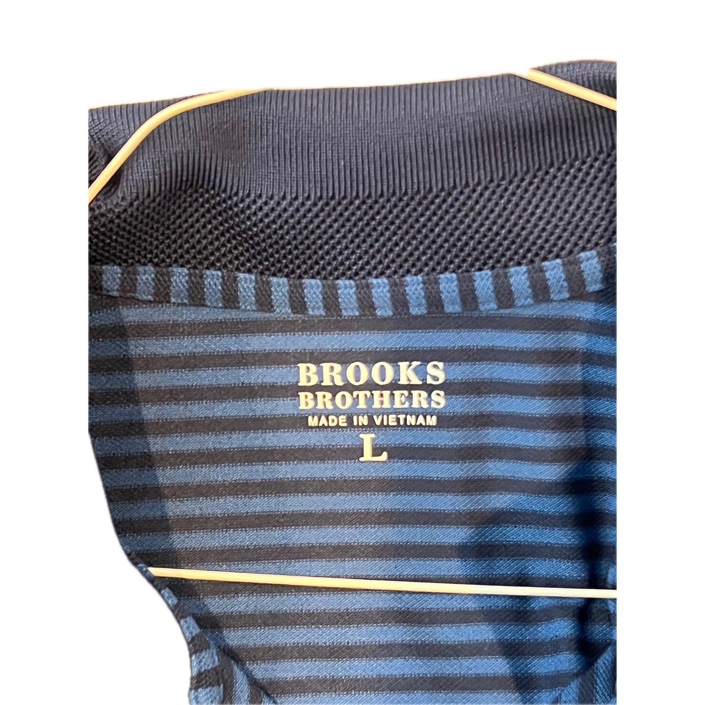 Brooks Brothers Blue Striped Polo Golf Shirt Mens L