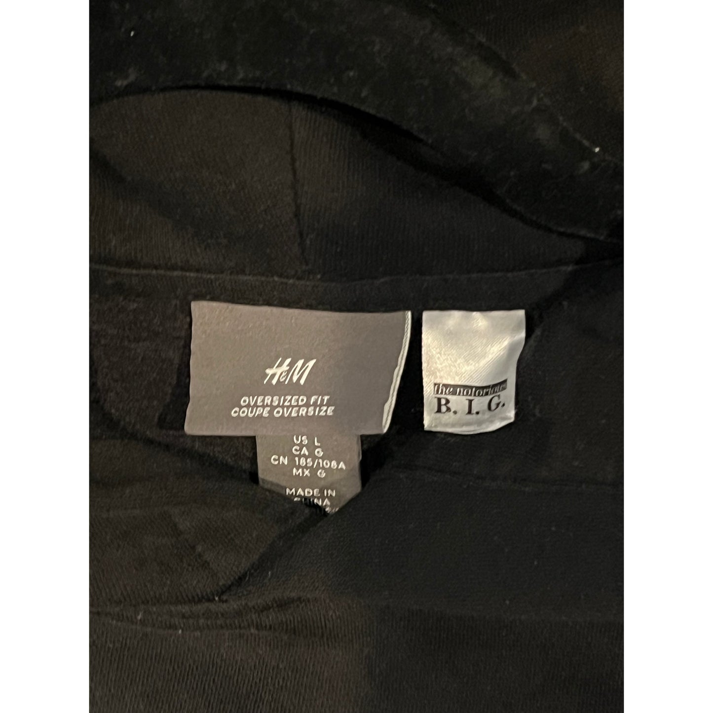 H&M x BIggie Smalls Oversized Fit Black Hoodie Mens Large