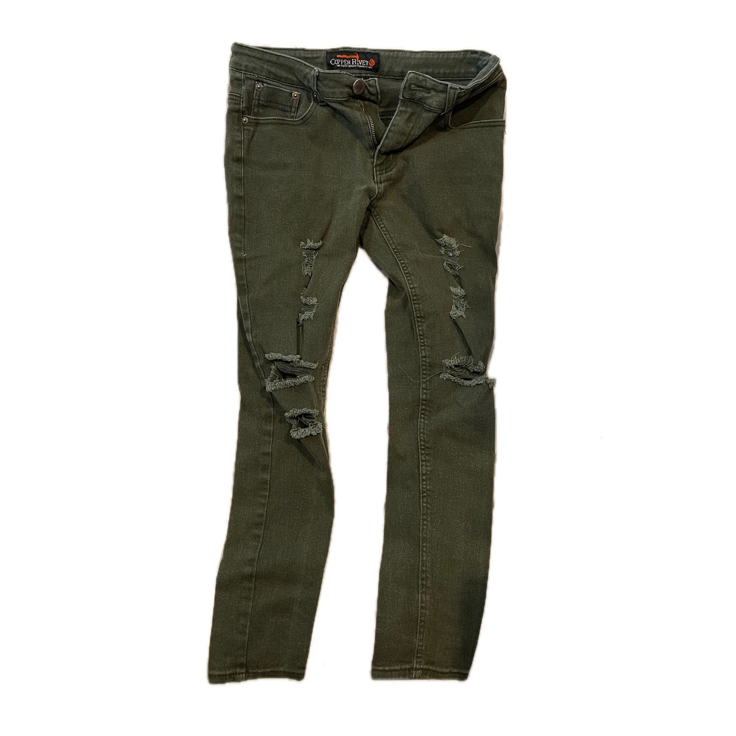 Jean en denim déchiré Copper Rivet kaki homme 29x30