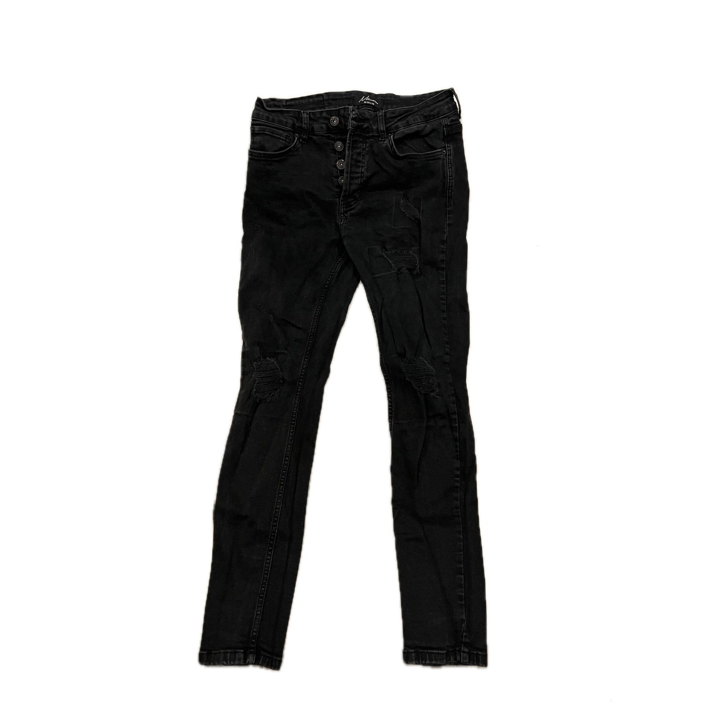 Nimes Vaqueros Slim Negros con Bragueta de Botones para Hombre 30x30