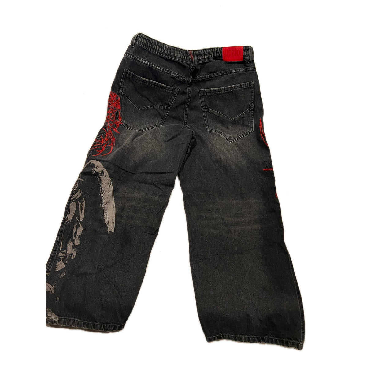 Vitriol Void Angel Black Wash Ultra Wide Leg Jeans Mens 34x30