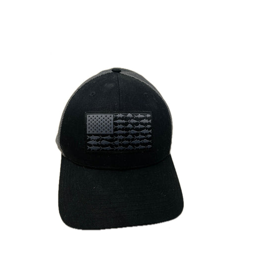 Columbia PFG USA Flag w Fish Black Baseball Cap Small/Medium