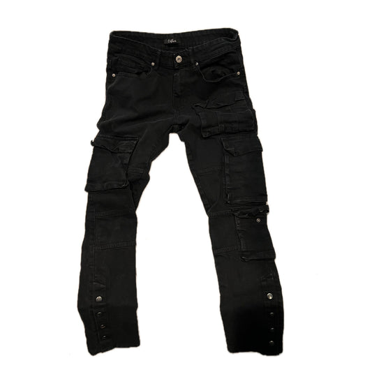 C'est La Vie Cargo Button Ankle Black Slim Jeans Mens 32x30