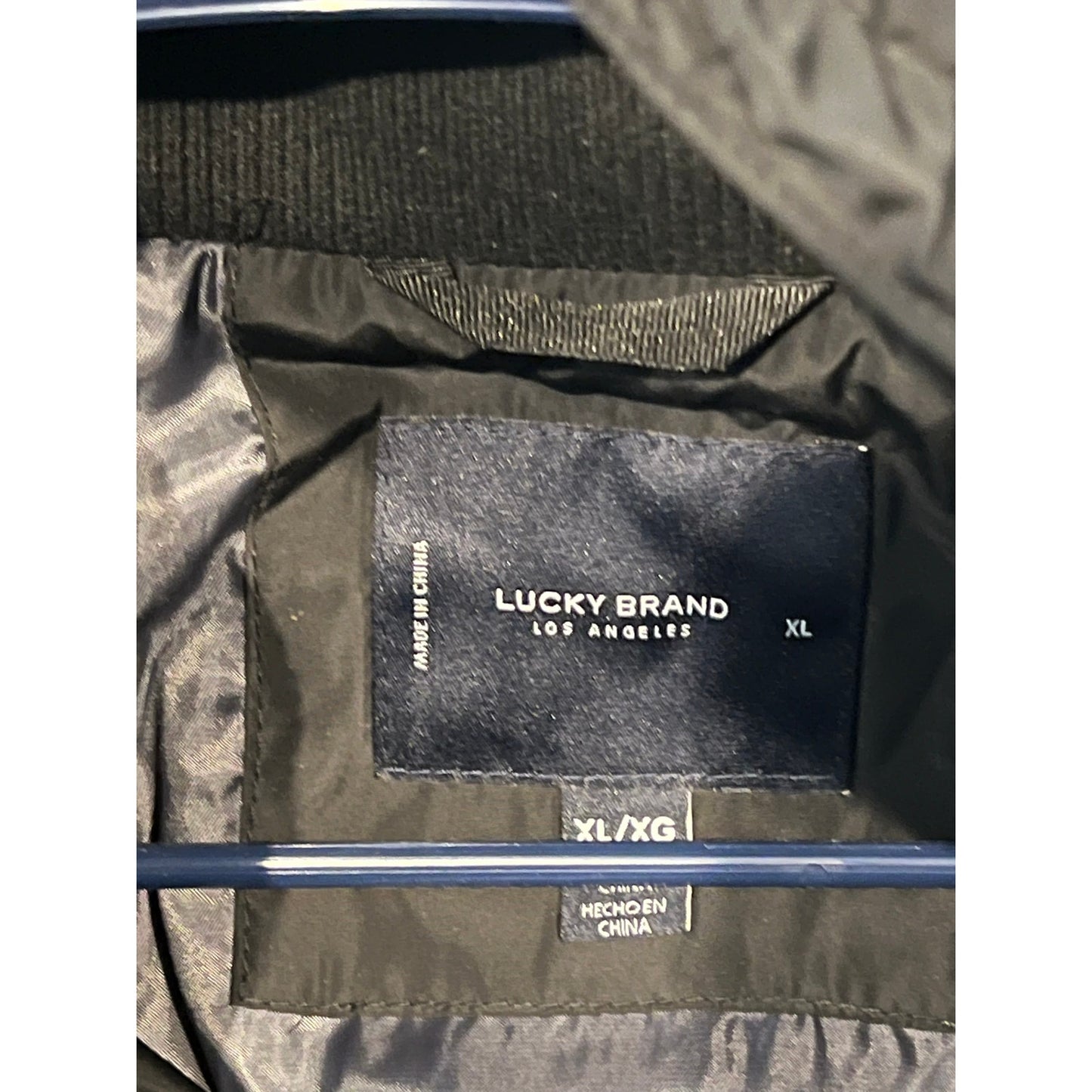 Chaqueta Acolchada Negra Lucky Brand Los Ángeles Talla XL de Hombre