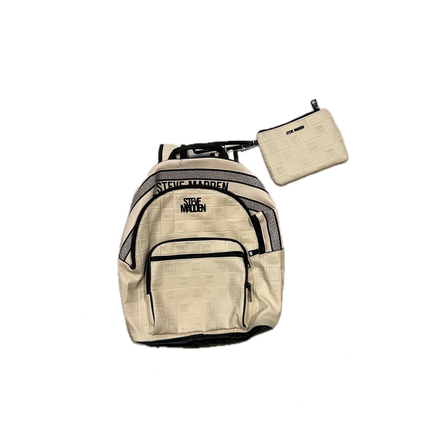 Steve Madden White 26L Backpack w Clutch Purse