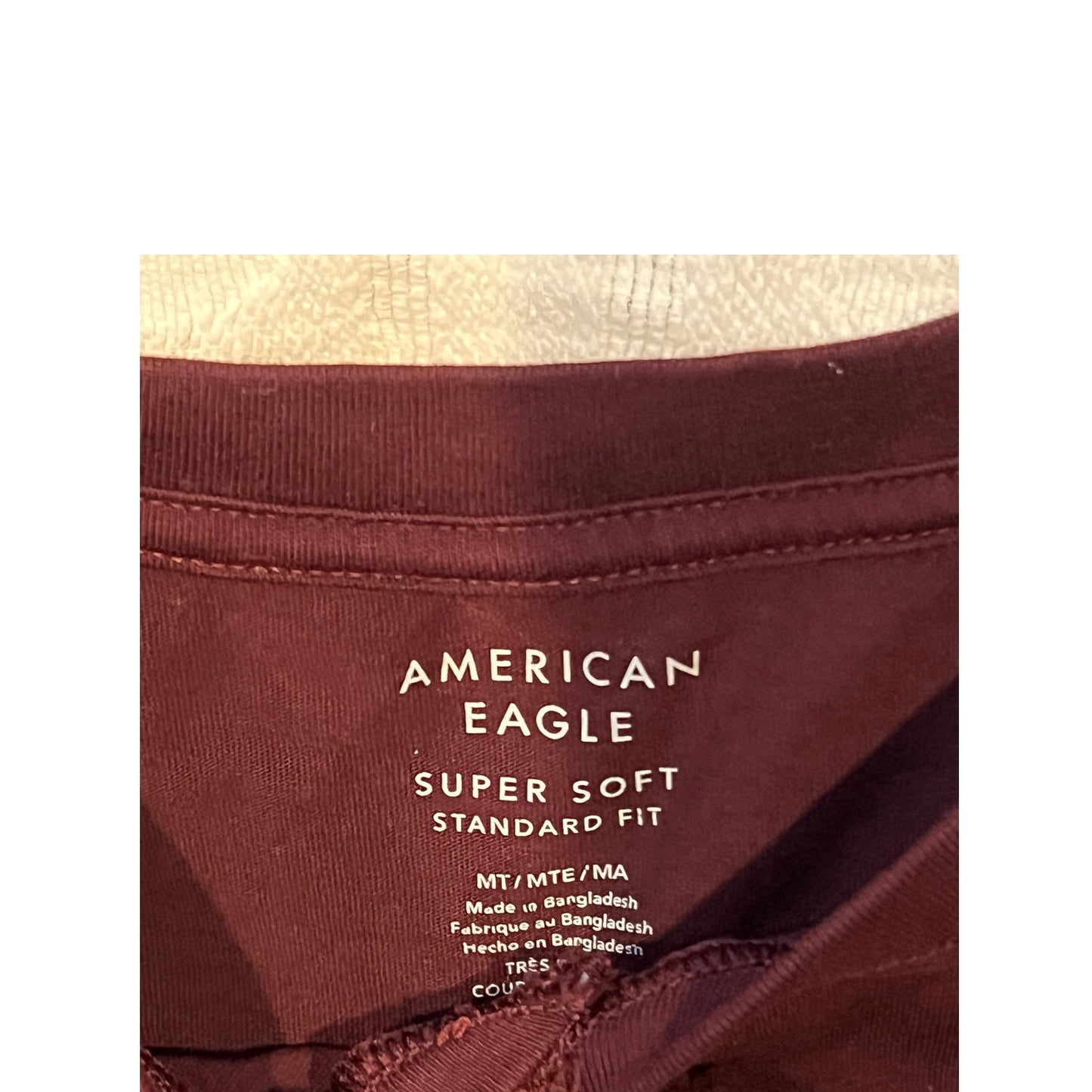 AE T-shirt henley à manches longues bordeaux pour homme, taille M-T