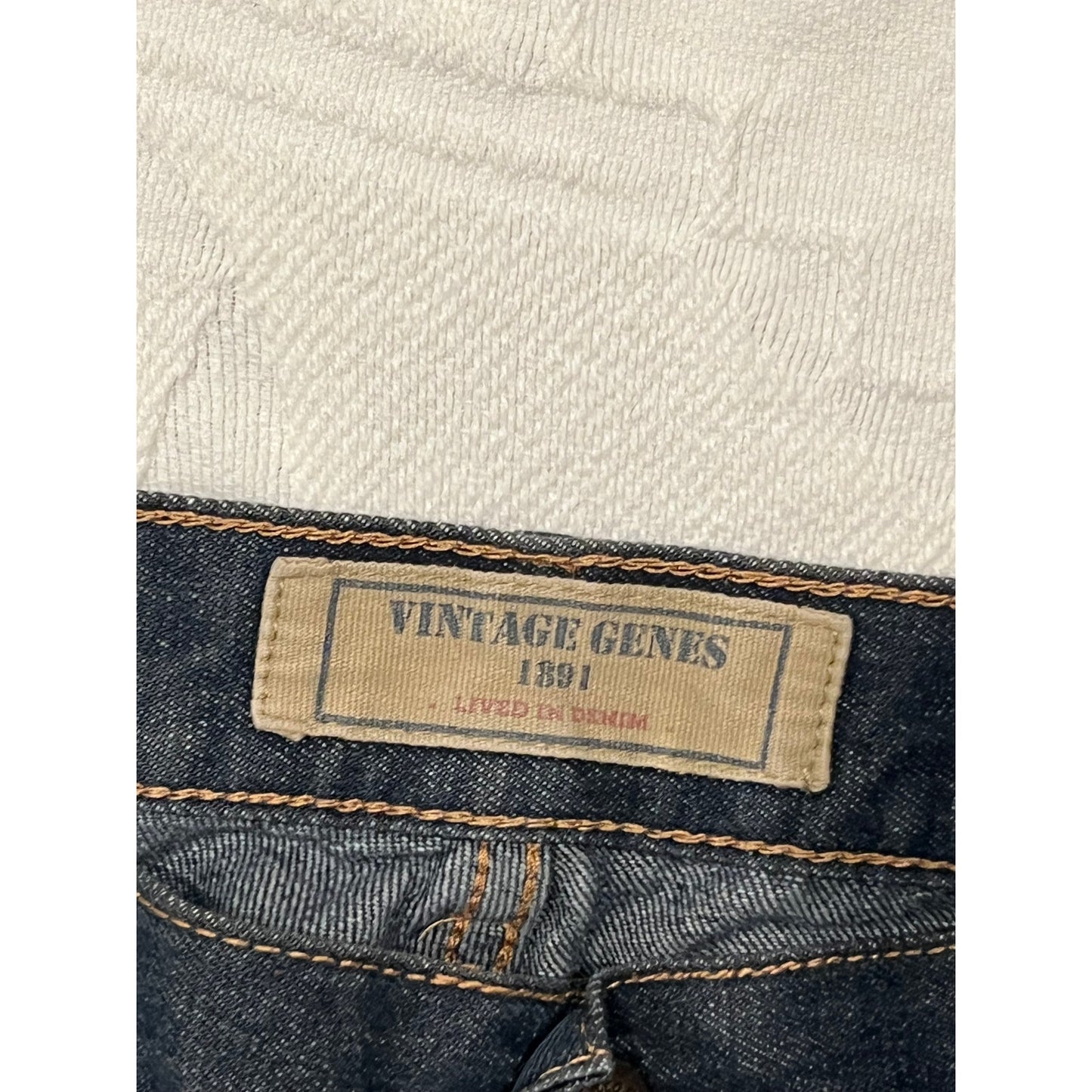 Vintage Genes 1891 Blue Jeans Slim Straight Mens 34x32