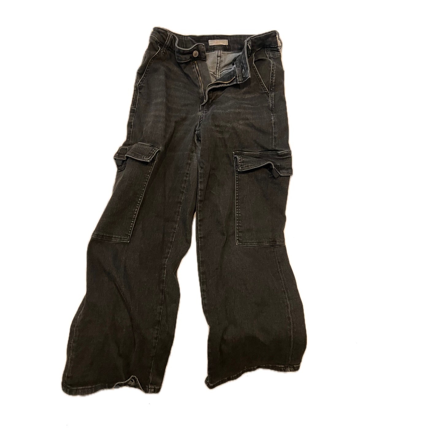 Hukka Black Cargo Baggy Flared Jeans Talla 7 28x28