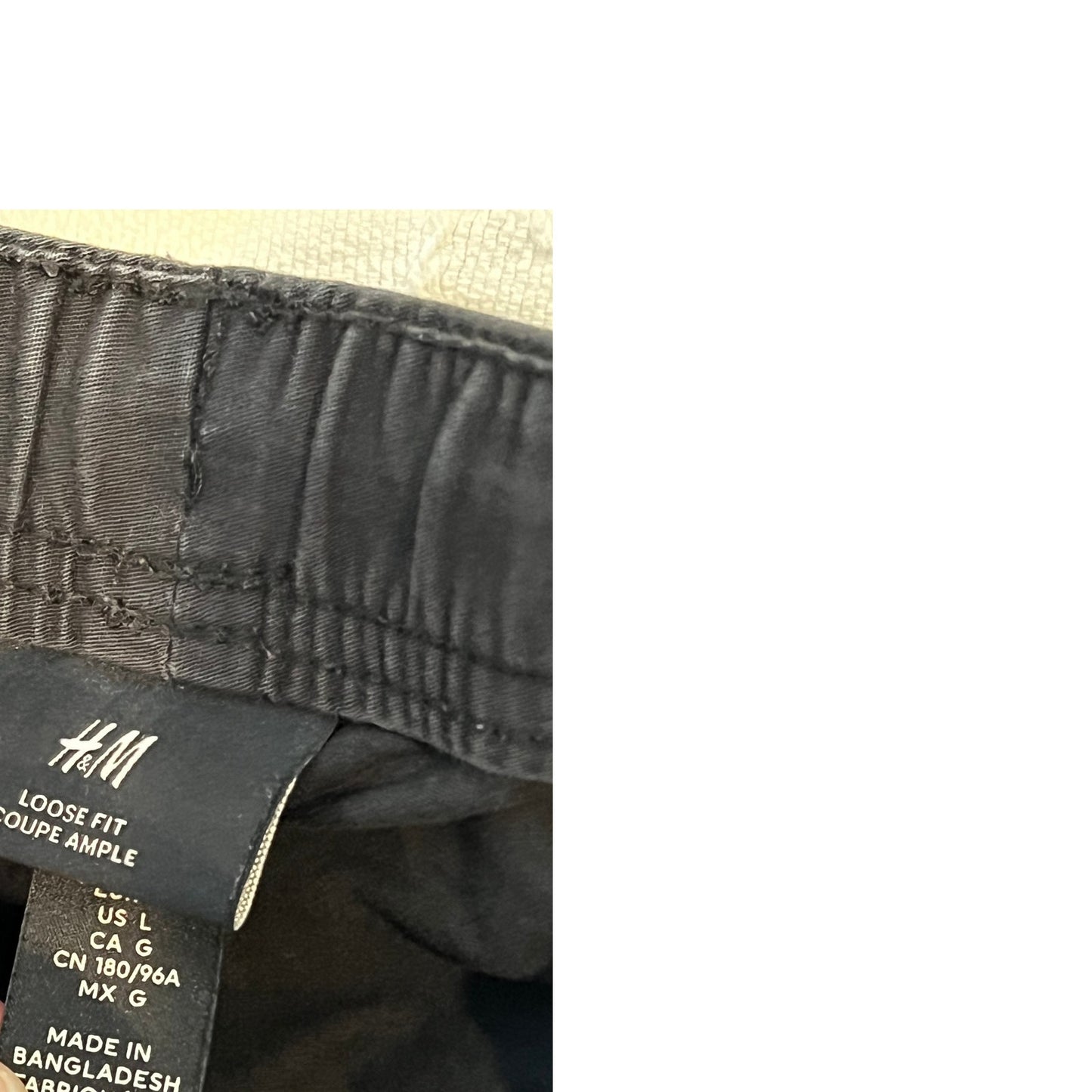 H&M Pantalon cargo Gris/Noir Coupe ample Homme 36x30
