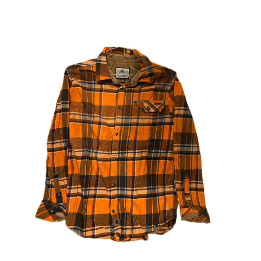 Legendary Whitetails Orange Brown Checked Flannel Mens Med