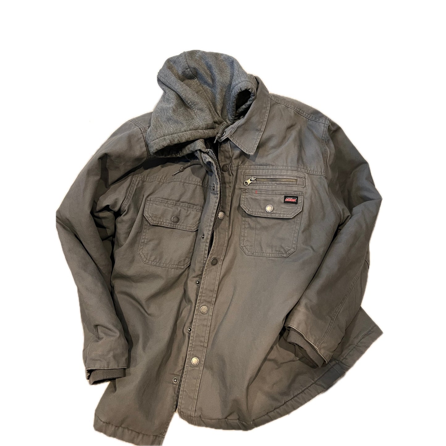 Abrigo con capucha gris de denim Dickies para hombre, talla 2XL