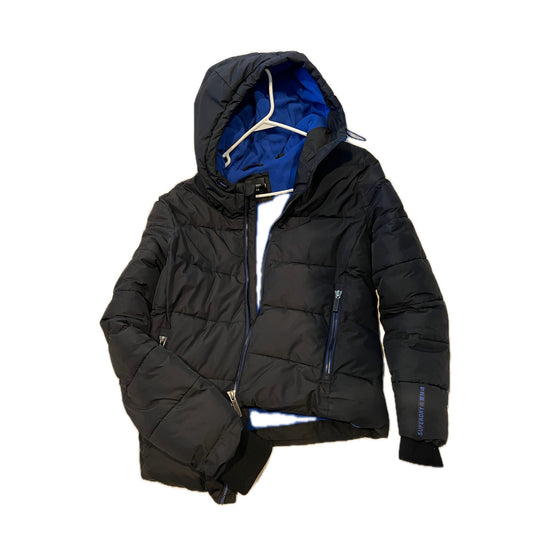 Superdry Black Hooded Puffer Jacket Mens Medium