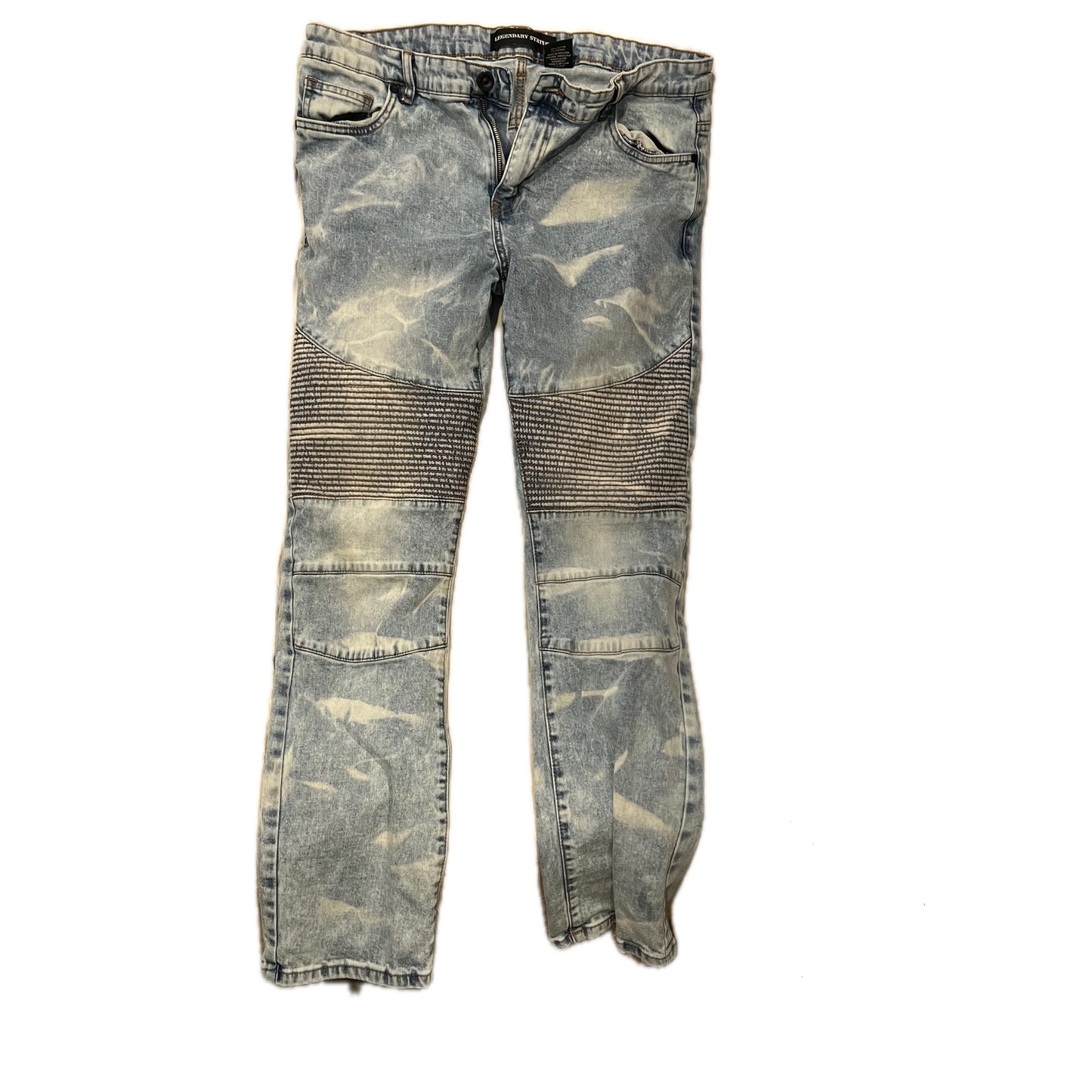 Jeans ajustados acanalados desgastados de estatus legendario para hombre 36x32