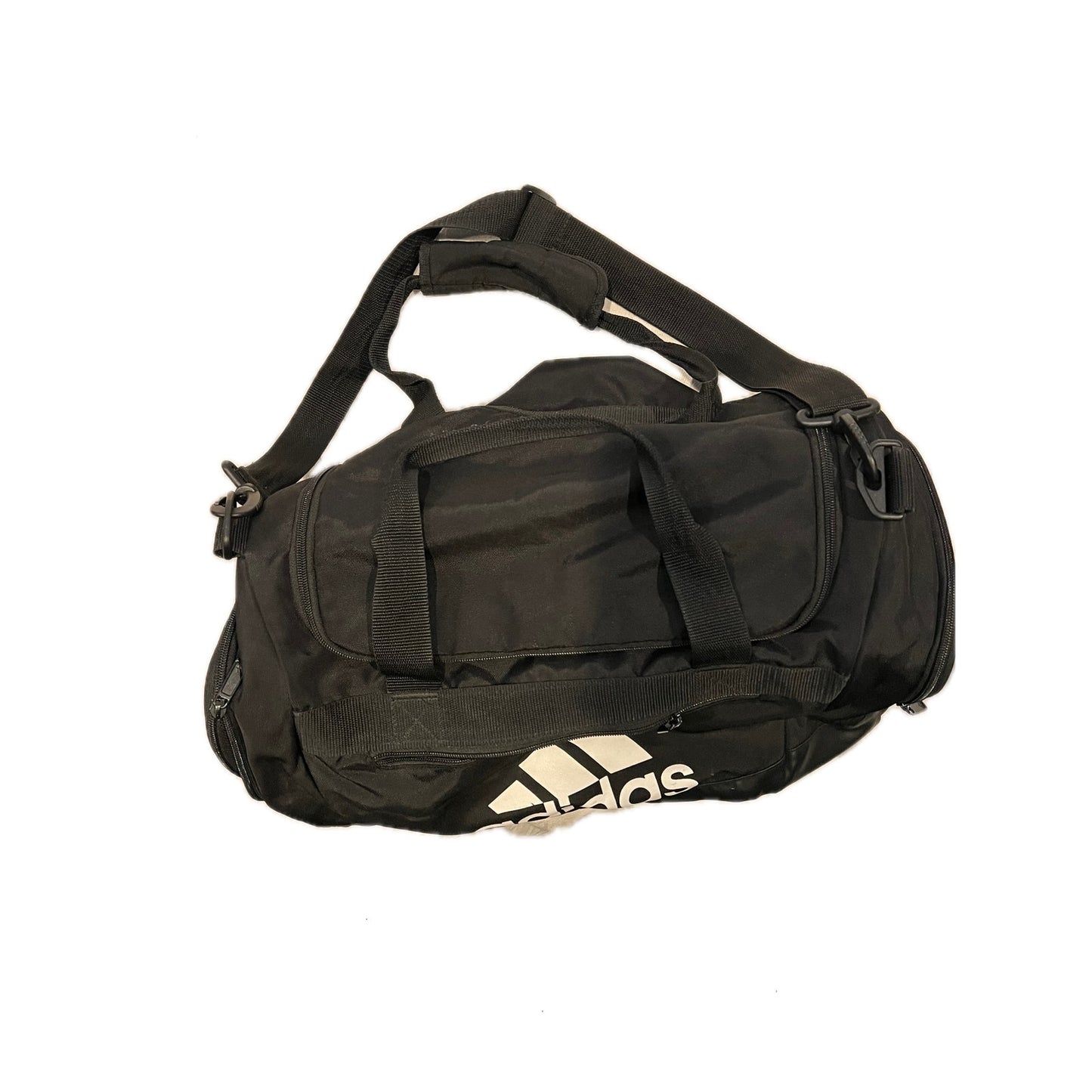 Adidas Faux Leather Medium 18"x12"x10" Black Duffel Gym Bag