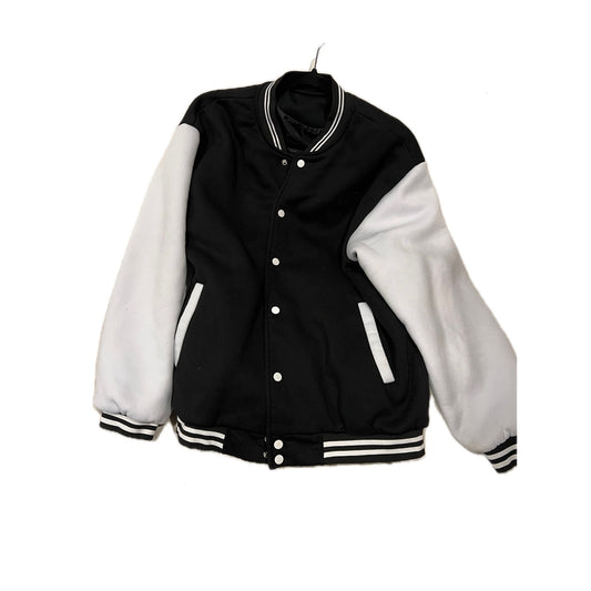 Black and White Varsity Bomber Jacket Mens M