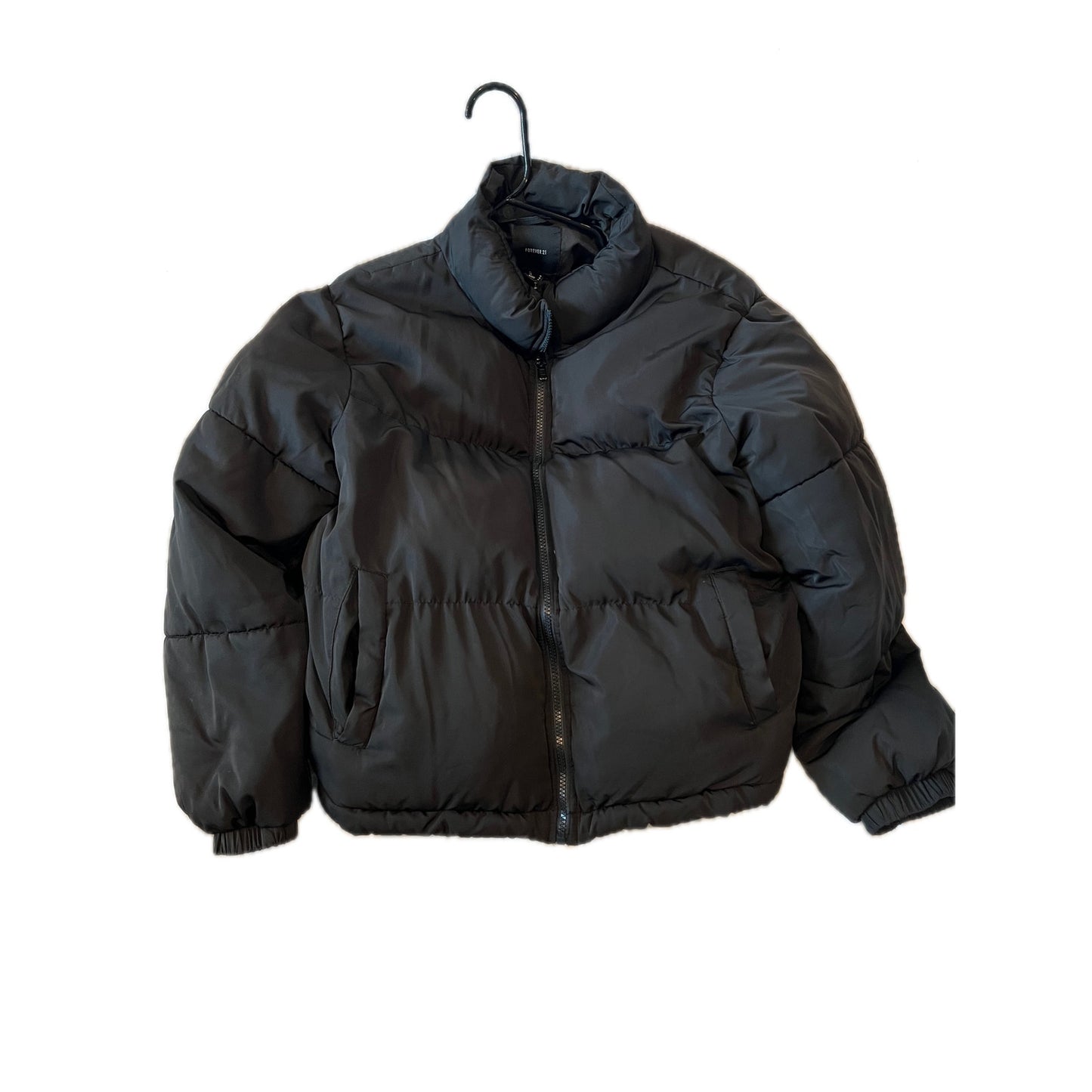 Forever 21 Cropped Puffer Black Jacket Womans M