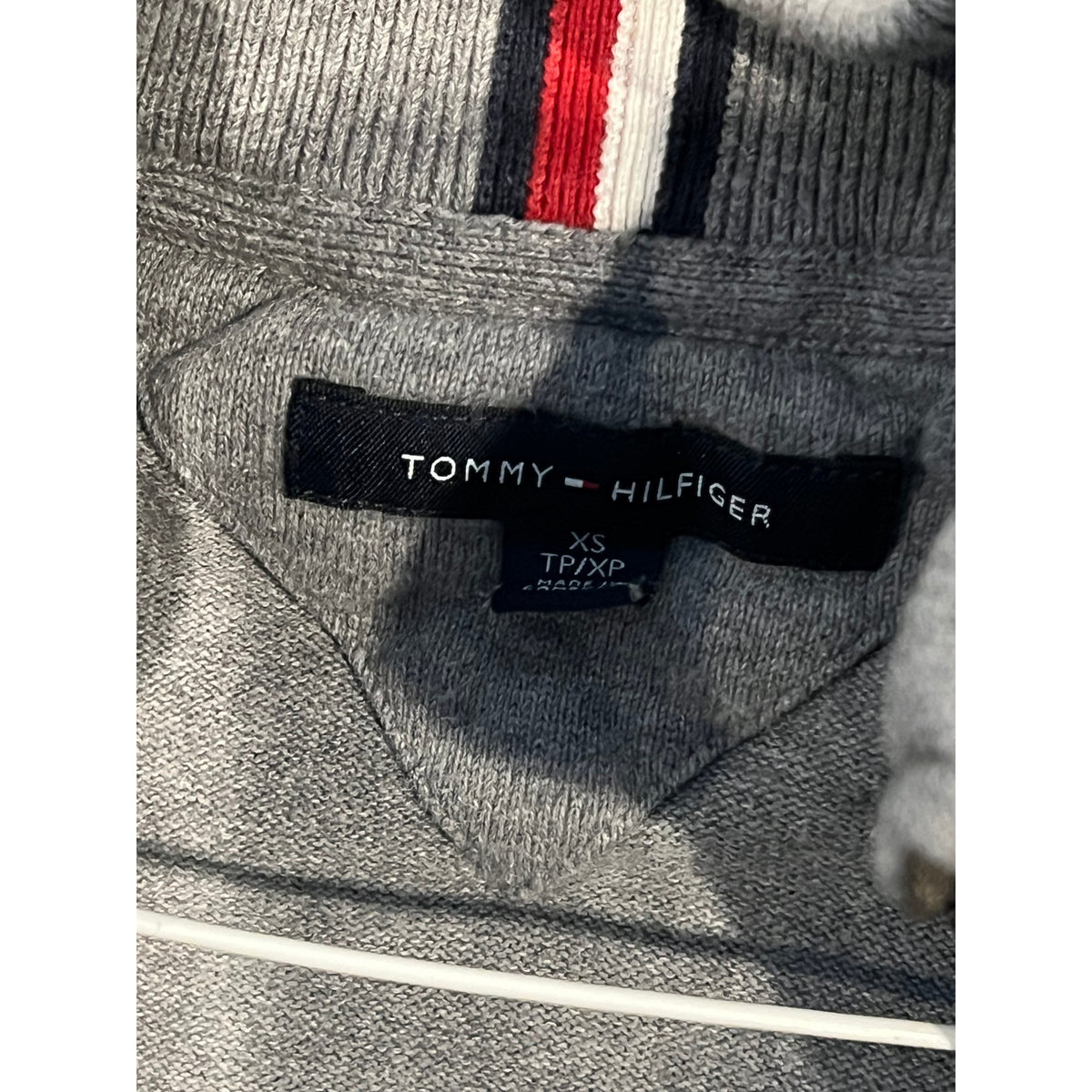 Tommy Hilfiger Gray Knit 1/4 Crewneck Sweater Mens XS