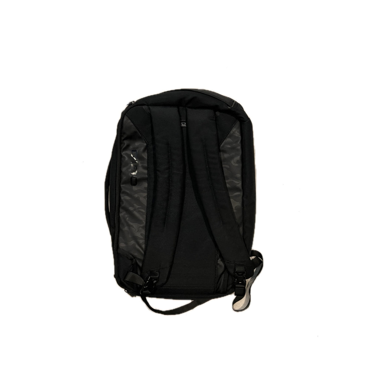 No Label Clamshell Black Padded Backpack 20" Tall